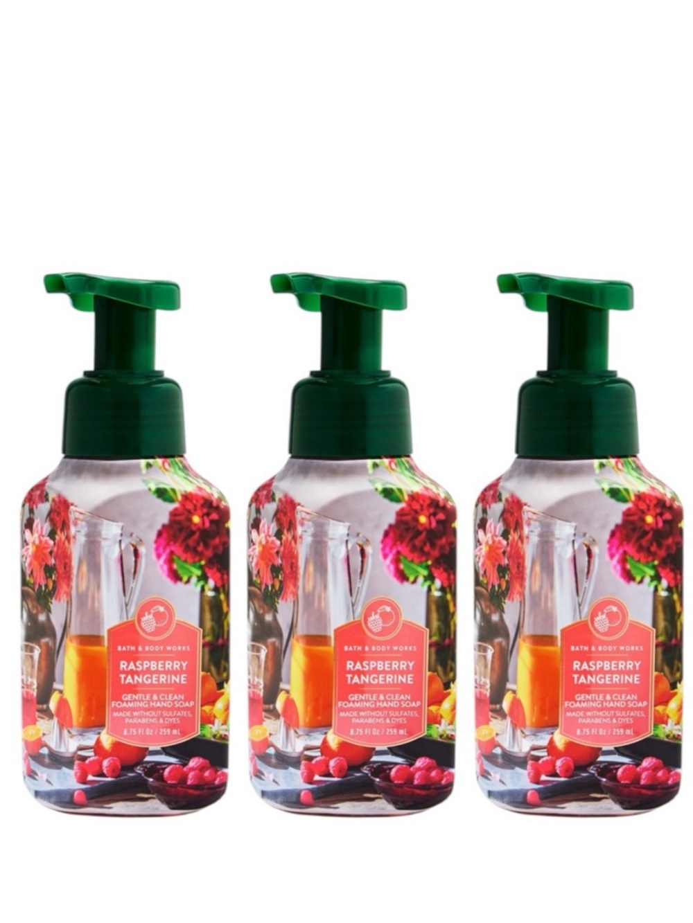 NEW 3X Bath & Body Works RASPBERRY TANGERINE Foaming Collection Set Bundle